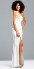 Celebrity Inspired One Shoulder Flower Floor Length Evening Dress