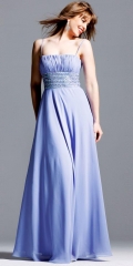Ice Blue Celebrity Inspired Spaghetti straps Beaded Evening Dress