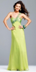Lime Celebrity Inspired One shoulder Chiffon Sheath Evening Dress