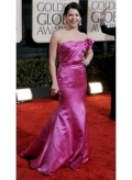 Fuchsia Elegant Strapless Satin Long Evening Dresses