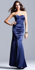Navy Celebrity Inspired Strapless Full Length Mermaid Evening Dress