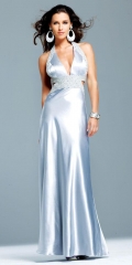 Silver Celebrity Inspired Halter top V-neck Sheath Evening Dress