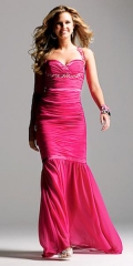 Pomegranate Ruffles Chiffon Mermaid Formal Evening Dress