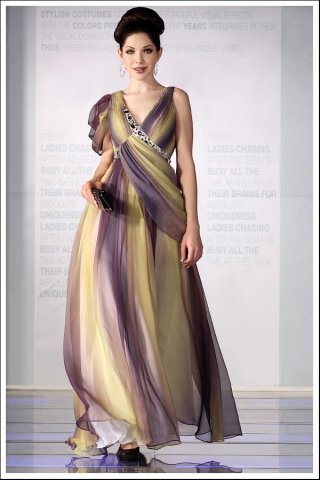 Elegant Straps Ruffle Beaded Long Formal Evening Dress