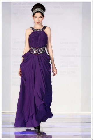 Gorgeous Purple Beaded Long Formal Evening Dress