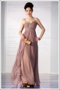 Spaghetti Straps Sweetheart Crystal Long Formal Evening Dress