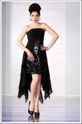 Black Strapless Beading Short Formal Evening Dress