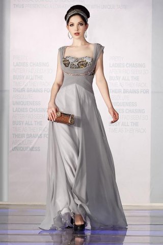 Elegant Gray Sweetheart Beading Long Formal Evening Dress