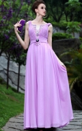 Elegant Straps V-neck Beading Long Formal Evening Dress