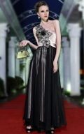 Black One Shoulder Beading Long Formal Evening Dress