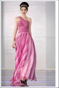One Shoulder Printed Ruffles Long Formal Evening Dress