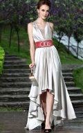 Elegant Silver Halter Long Formal Evening Dress