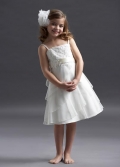 Square Tea length Sash English net Flower Girl Dresses