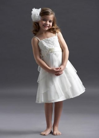 Square Tea length Sash English net Flower Girl Dresses