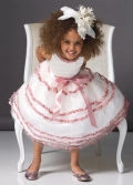 Scoop Straps Tea length Sash Tulle Satin Flower Girl Dresses