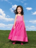 Spaghetti strap Tea length Satin Organza Flower Girl Dresses