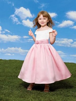 Off the should Spaghetti strap Tea length Flower Girl Dresses