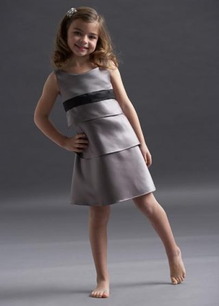 Scoop Tea length Sash Satin Flower Girl Dresses