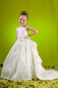 Square Floor length Applique Taffeta Flower Girls Dress