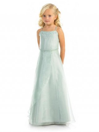 Juniors A-line dress beaded banded Satin Flower Girl Dress