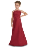 Juniors A-Line side pleats and beaded trim Flower Girl Dress
