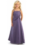 Juniors A-Line Beaded Satin Flower Girl Dress
