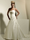 Floor Length A-Line Strapless Low Back Sweep Train With Embroidery,Bandage Wedding Dresses WDresses00826