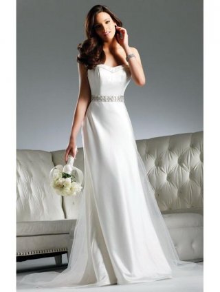 New Floor Length A-Line Strapless Low Back Sweep Train With Sequins,Bandage Wedding Dresses WDresses00926