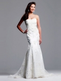 Ablaze Floor Length A-Line Strapless Low Back Sweep Train With Embroidery Wedding Dresses WDresses00823