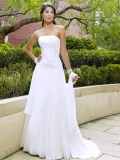 2011 A line Applique Strapless satin/chiffon wedding dresses