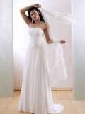 2011 Elegant A line Strapless Sweep satin&chiffon wedding dress