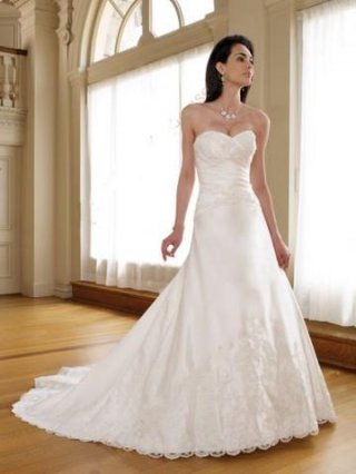 sweetheart beading applique lace tulle satin bridal gown