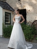 White A line sweetheart beaded embroidery satin bridal gown