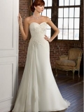 strapless sweetheart asymmetrical bodice applique lace chiffon