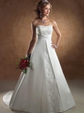 beading embroidery floor length chapel train satin bridal dress