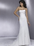 White A line Strapless Beading Chiffon Wedding Dress