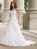 beaded embroidery chapel train taffeta wedding gown
