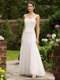 strapless applique beading taffeta tulle wedding gown