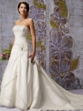 Strapless Applique Beading Embroidery Taffeta Organza