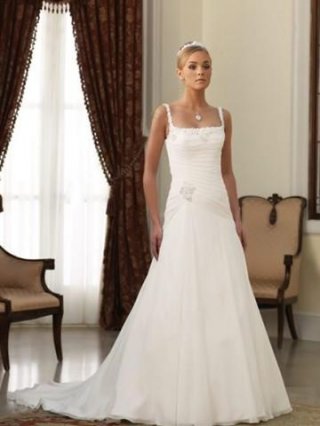 beaded spaghetti straps square neckline beading chiffon