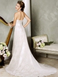 Empire waist A-line Strapless Embroider Applique Floor length lace/Satin/Taffeta Wedding dress