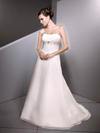 Ordinary Glamorous A-line Empire Waist Embroidery Strapless floor length Wedding Dress at bargain price