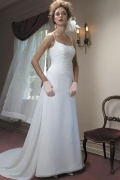A-Line/Princess Square Chapel Chiffon Bridal Gown