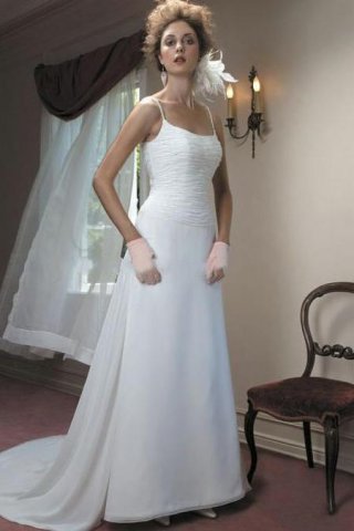 A-Line/Princess Square Chapel Chiffon Bridal Gown