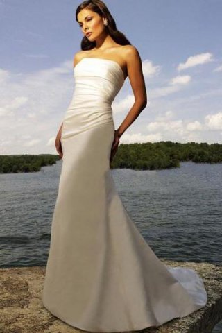 Mermaid Strapless Chapel Satin Bridal Gown