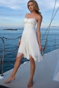 Short Strapless Chiffon Bridal Gown