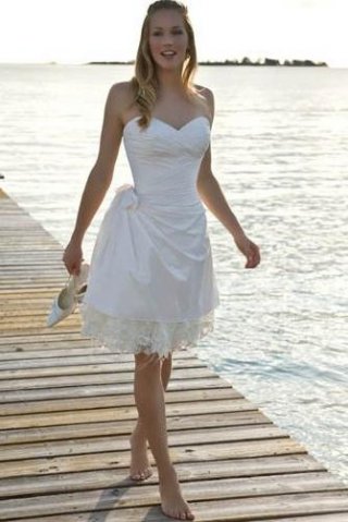 Short Sweetheart Taffeta Bridal Gown