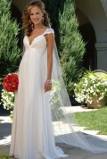 Column V-Neck Brush Chiffon Bridal Gown