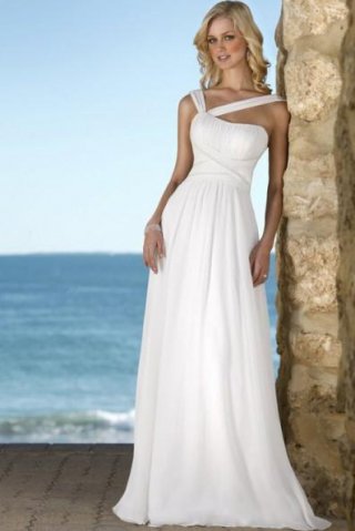 Empire Asymmetrical Brush Chiffon Bridal Gown