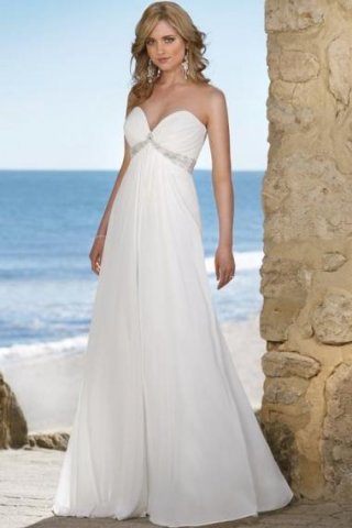 Empire Strapless Brush Chiffon Bridal Gown